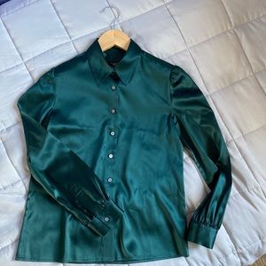 Talbots Green Silk Blouse